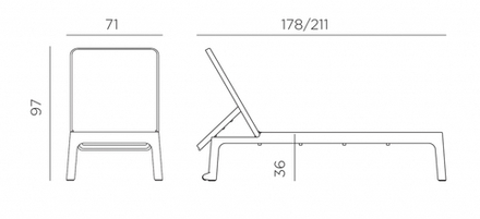 Шезлонг лежак пластиковый Nardi Plano, тортора