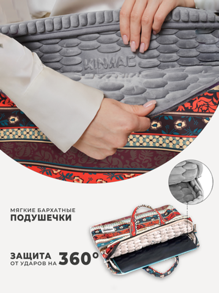 Сумка для ноутбука 15,6" и 17" с ремнем на плечо и 3 отделениями (Бохо)