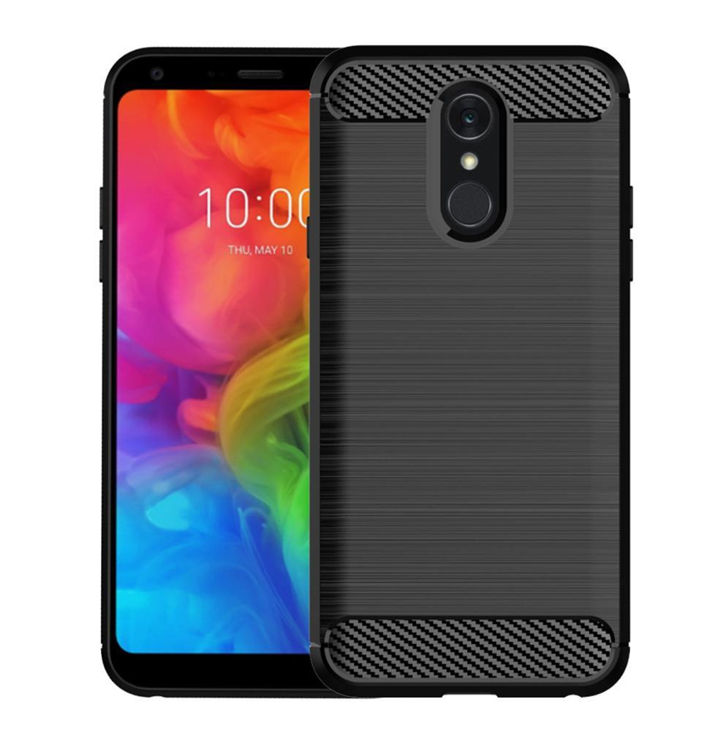 Чехол для LG Q7 (Q7+, Q7 Alpha) цвет Black (черный), серия Carbon от Caseport