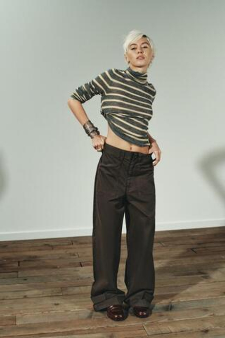 ZARA БРЮКИ КАРГО С КАРМАНАМИ, ШОКОЛАДНЫЙ