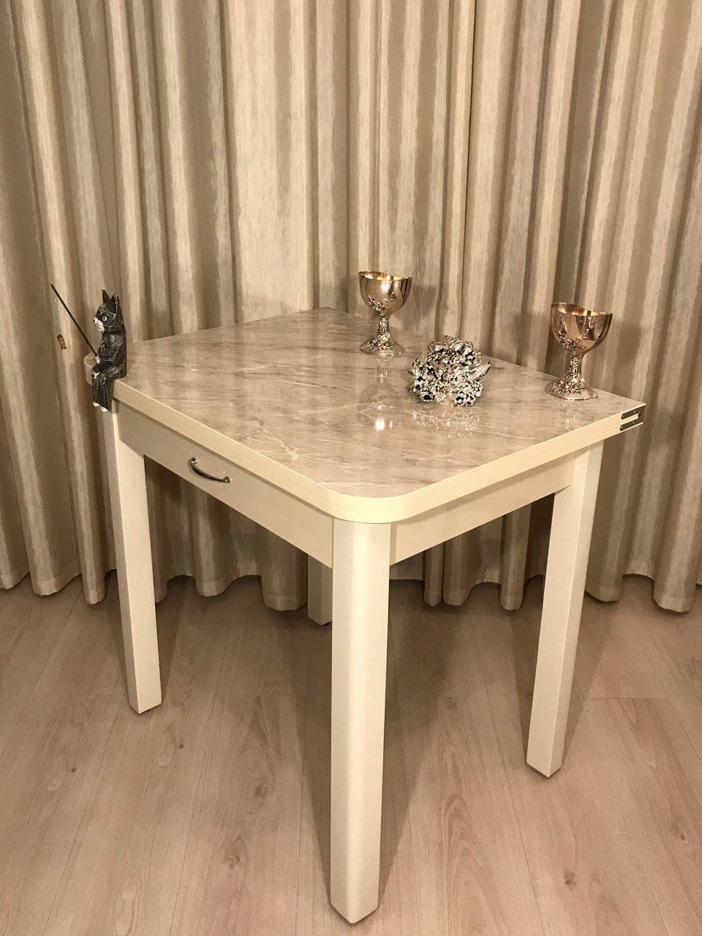 Раскладной стол с ящиком на ножках квадро Wide Bilbao marble