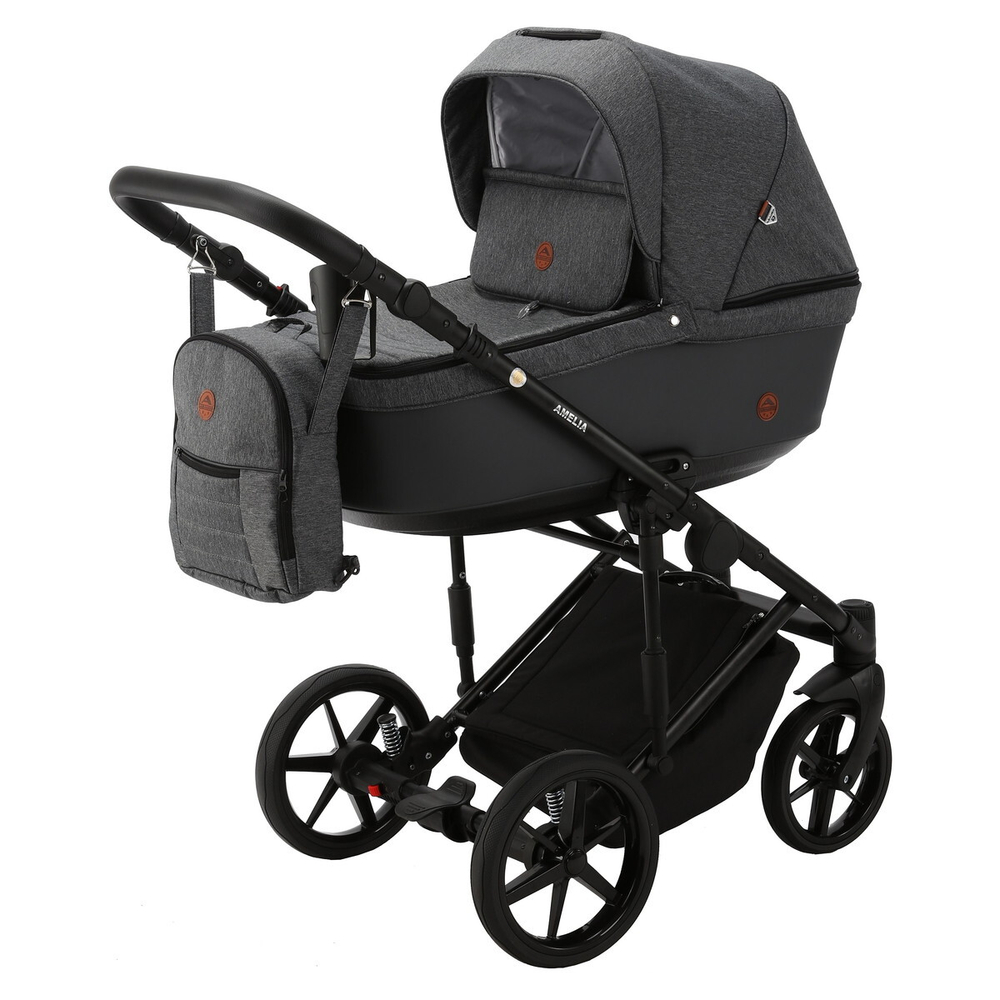 Детская коляска Adamex Amelia 2 в 1 AM246-TIP (Т.СЕР+Т.СЕР.КОЖА)