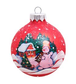 Элита НФШ-1021 Ел. украшение Шар «Снеговик с ёлкой» 85 мм