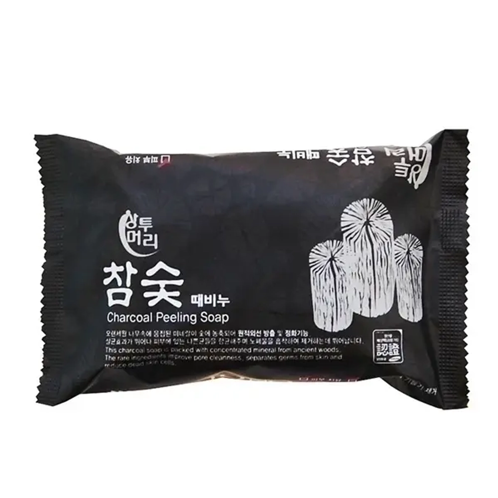 Мыло оздоравливающее с древесным углём Juno Sangtumeori Charcoal Peeling Soap