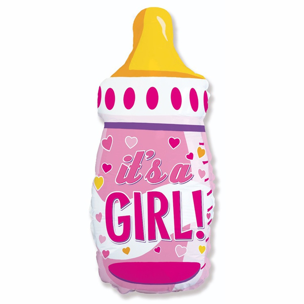 Шар Фольгированный Бутылка IT'S A GIRL розовая (Розовый)