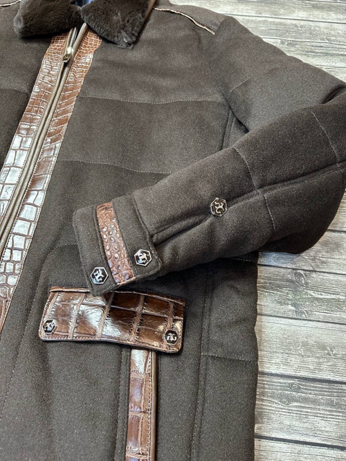 Кашемировая куртка Angelo Galasso со вставками из кожи крокодила