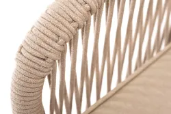 "Канны" кресло плетеное из роупа, основание дуб, роуп бежевый круглый, ткань бежевая 052