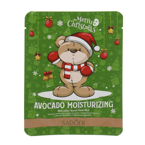 Маска для лица тканевая питательная с маслом авокадо тм SADOER Merry Xmas, 25 гр