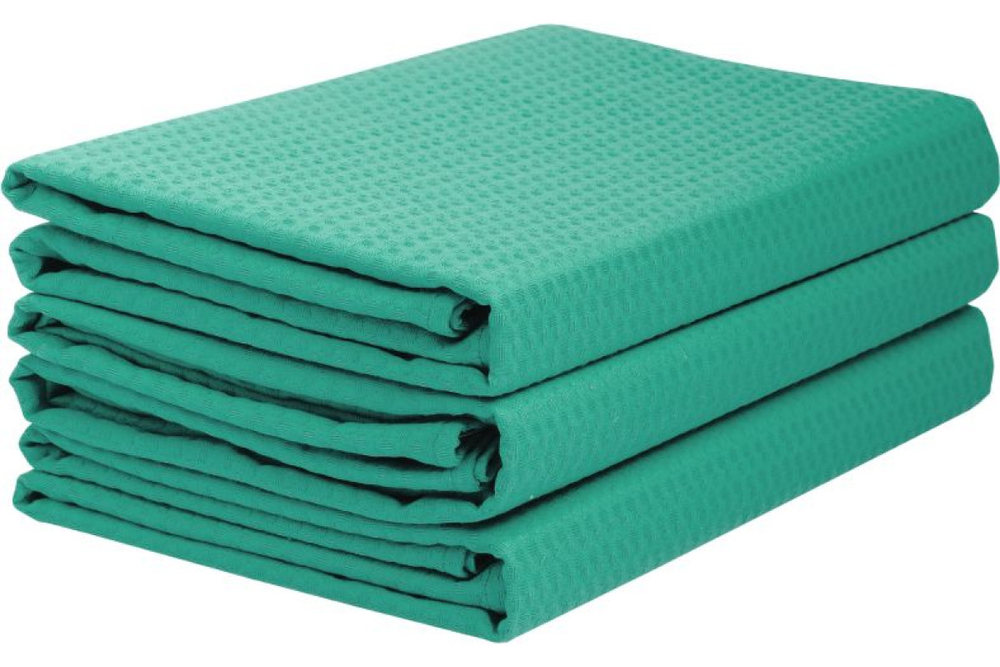 Комплект полотенец вафельных Home One 80х150 (3шт), изумруд