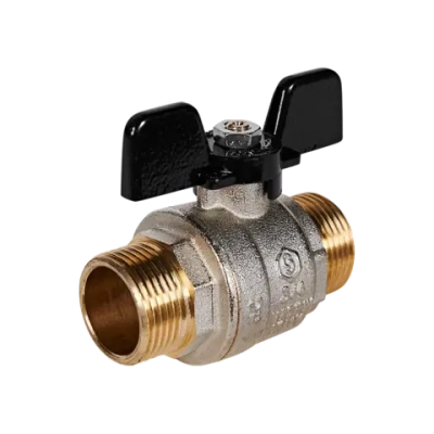 Кран шаровой полнопроходной STOUT - 3/4" (НР/НР, PN40, Tmax 150°C, ручка-бабочка черная)