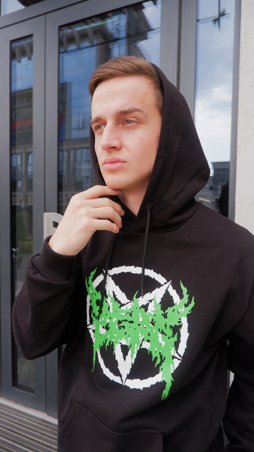 Худи OLDY Green Logo Чёрный