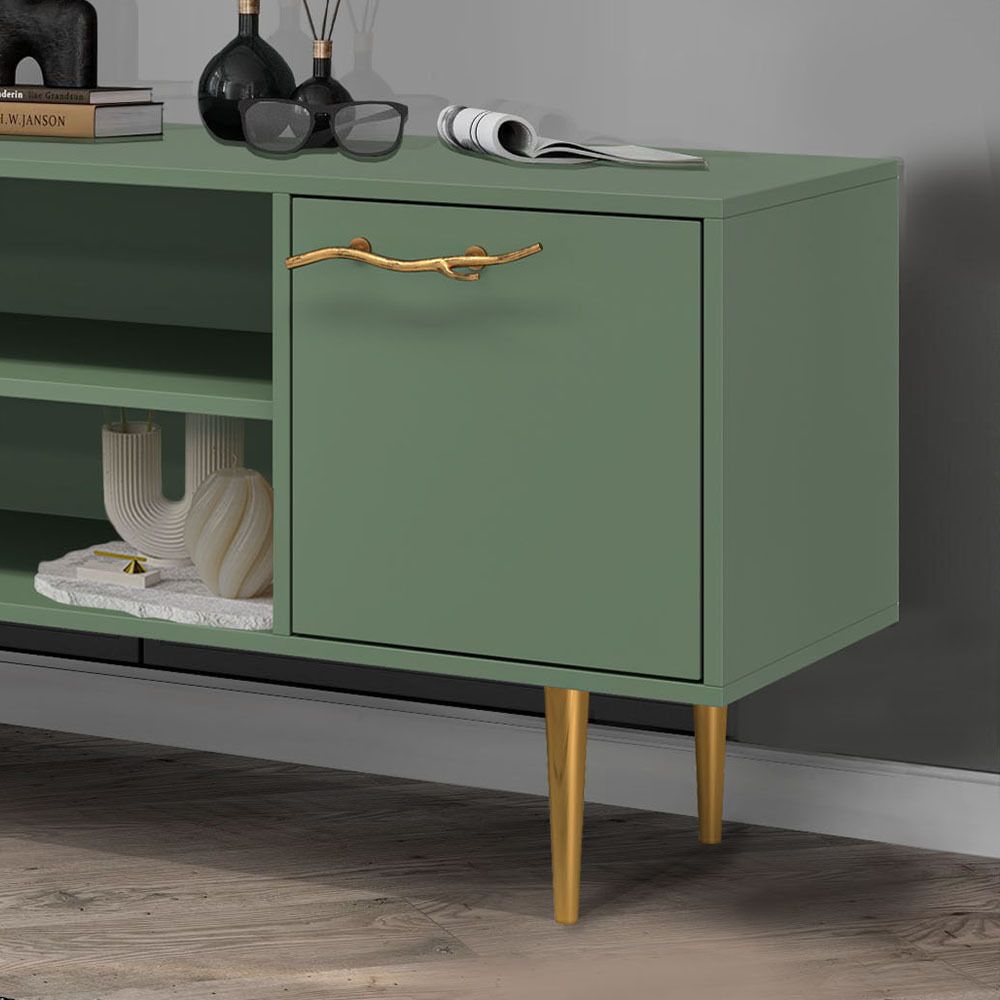 Тумба под ТВ Арт Колор matte 117см Стайл Голд Зеленый нефрит матовый