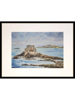 Картина авторская акварельная в паспарту 30х40 см на стену для интерьера "Сен-Мало. Франция"