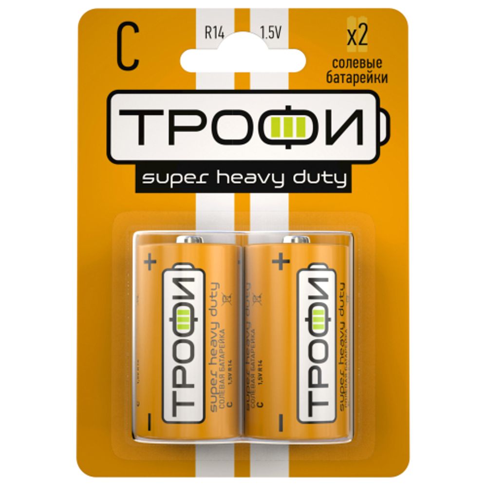 Батарейки Трофи R14-2BL SUPER HEAVY DUTY Zinc