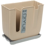 Подставка для столовых приборов «Стиль» 16*15*7,5см 3 секции с поддоном пластиковая, микс