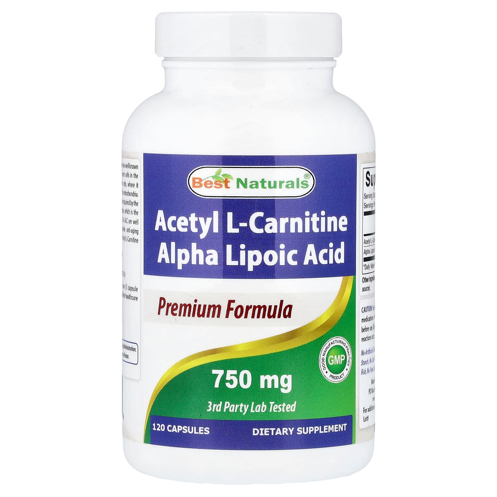 Best Naturals, ацетил-L-карнитин и альфа-липоевая кислота, 120 капсул