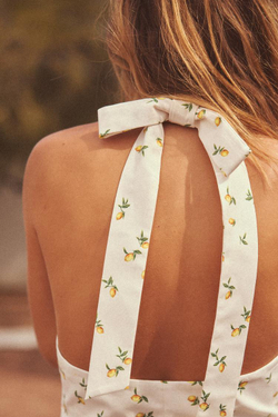 ZARA ТОП С ГОРЛОВИНОЙ ХАЛТЕР И ПРИНТОМ «ЛИМОНЫ», ЖЕЛТЫЙ