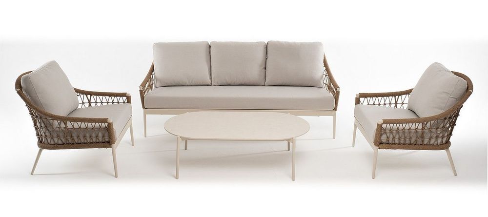 "Венеция" лаунж-зона из искусственного ротанга, цвет соломенный