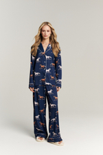 Шелковая пижама с лошадьми - L размер