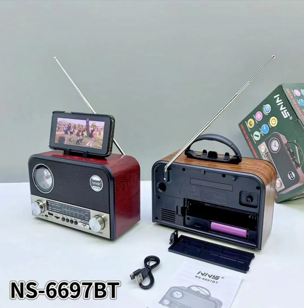 Радиоприемник с MP3 плеером, Bluetooth+часы NNS NS-6697BT