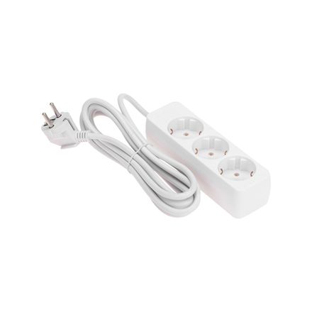 Удлинитель 3 гнезда, 3м, 3х0,75мм², с/з, белый PROconnect