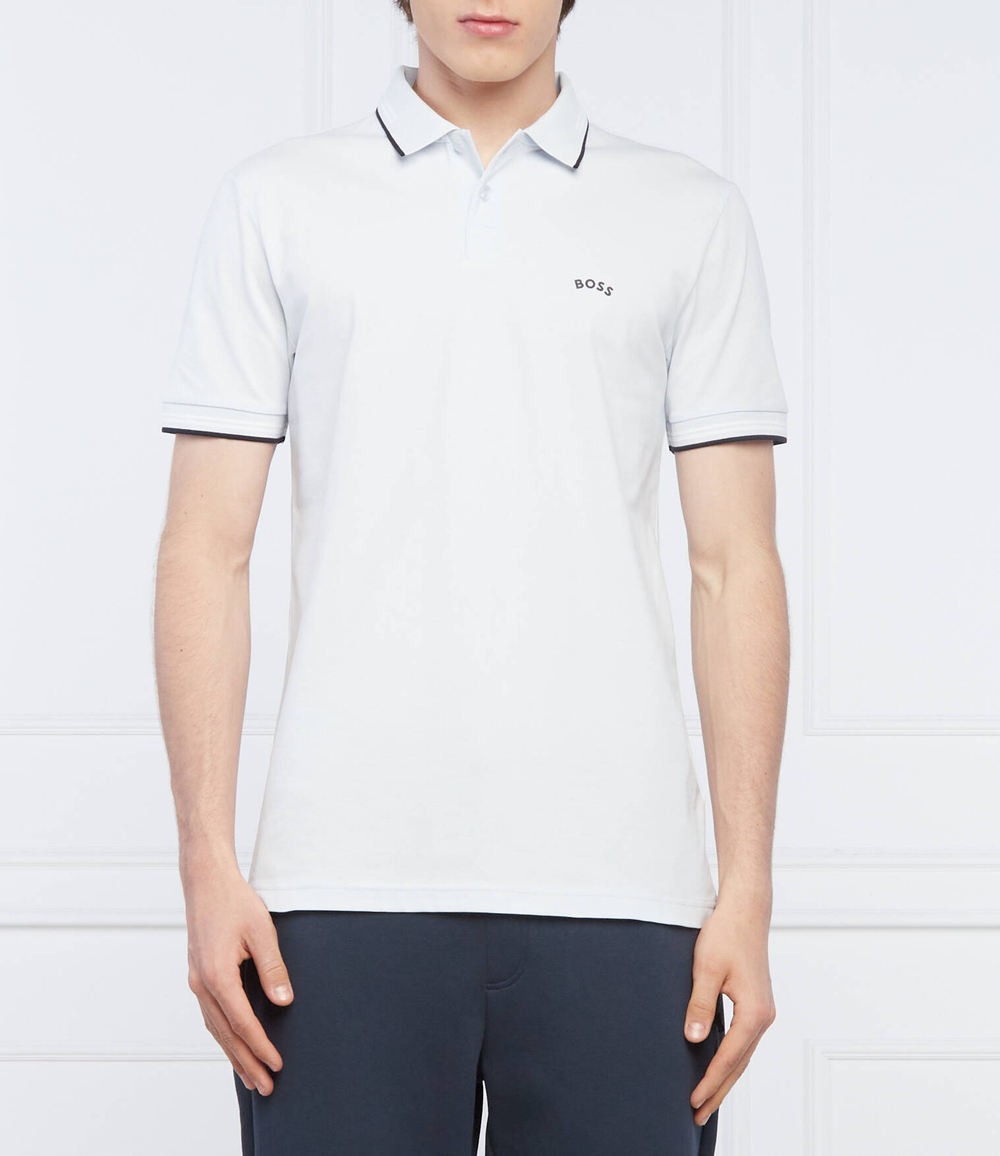 Поло PAUL CURVED BOSS GREEN - голубой(50469245)