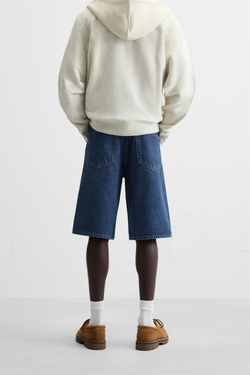 ZARA ДЖИНСОВЫЕ ШОРТЫ BAGGY-FIT, СИНИЙ