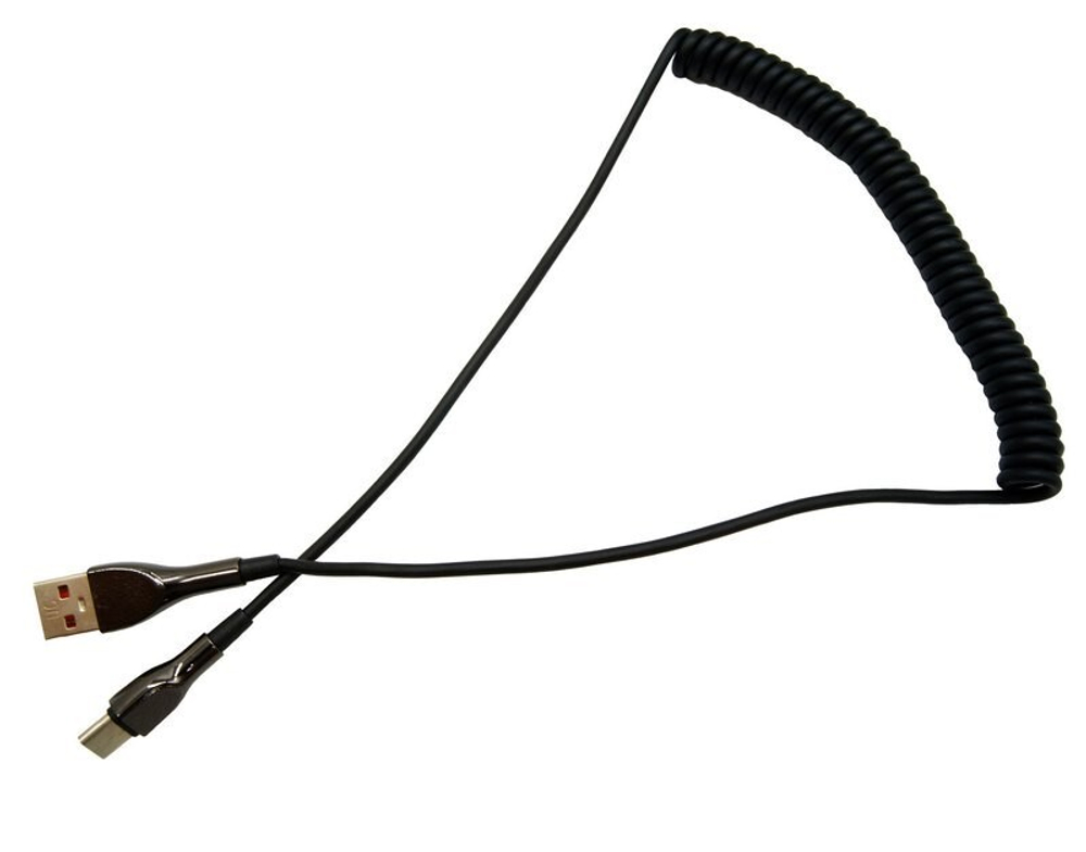 Кабель USB - Micro Spring (черный) 1.2м