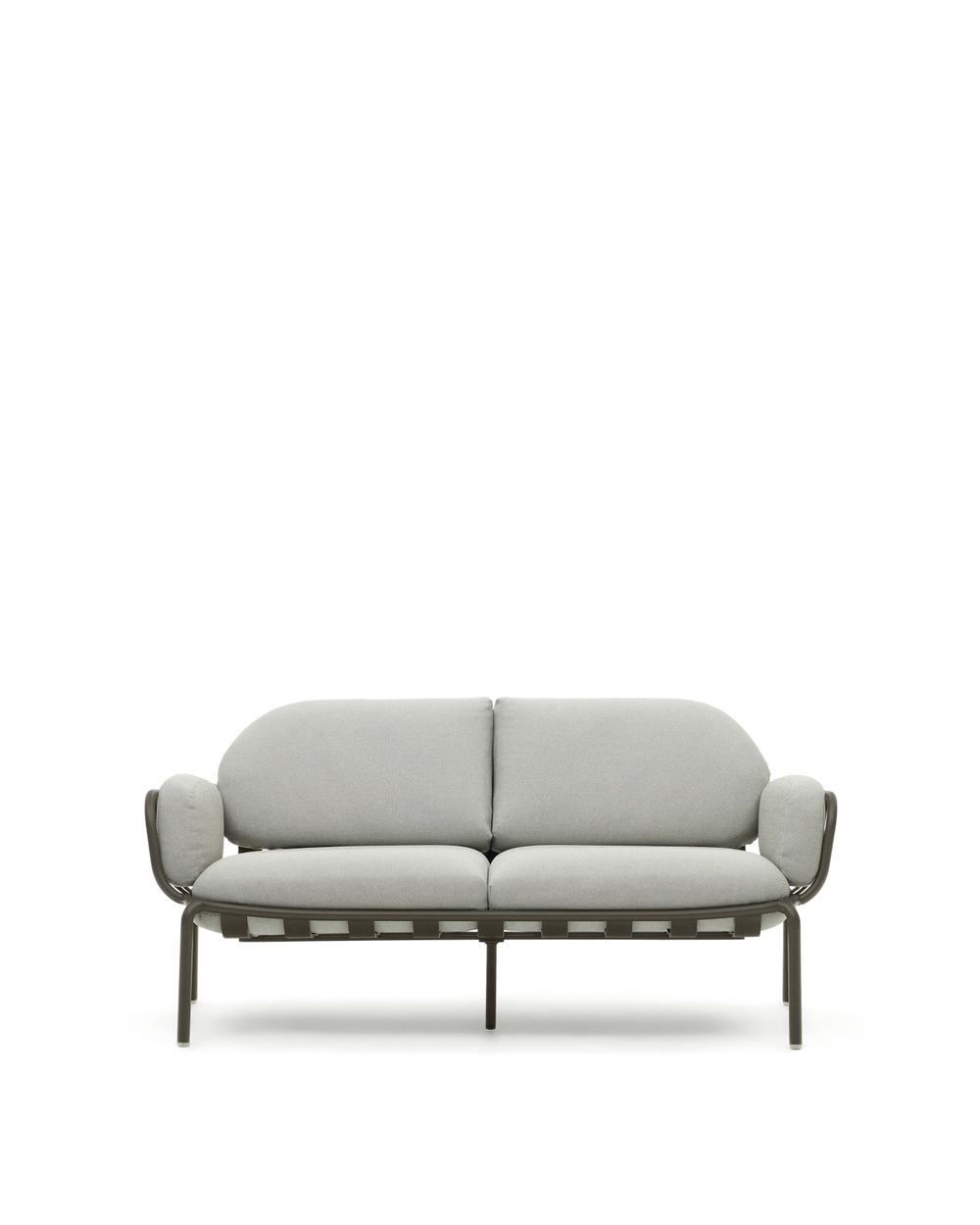 Уличный диван Joncols из серой ткани и зеленым алюминиевым каркасом 164 см