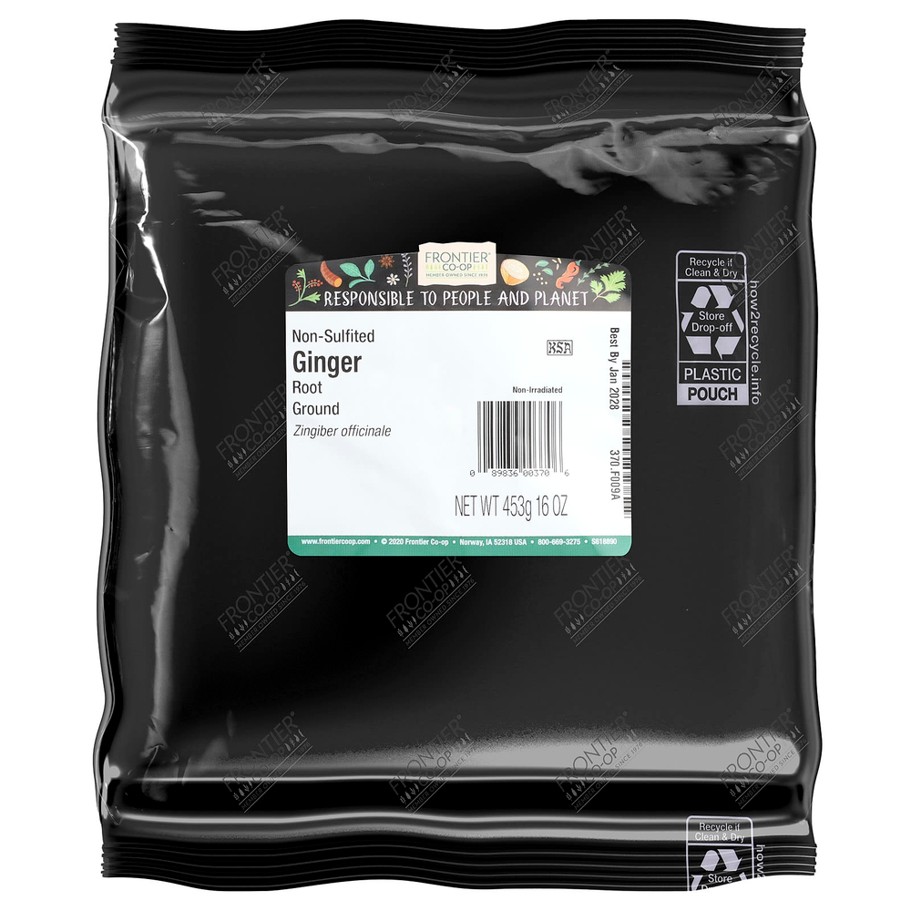 Frontier Co-op, молотый корень имбиря, несульфитированный, 453 г (16 унций)