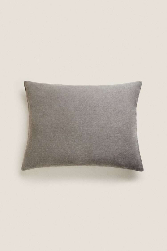 ZARA HOME ЛЬНЯНОЙ ЧЕХОЛ ДЛЯ ДЕКОРАТИВНОЙ ПОДУШКИ XXL, ТЕМНО-СЕРЫЙ