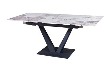Стол "МАЛИБУ" 120-180, керамика Pandora глянцевый, R-6, опоры черный муар