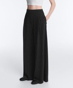 Oysho Брюки в клетку с широкими штанинами, черный