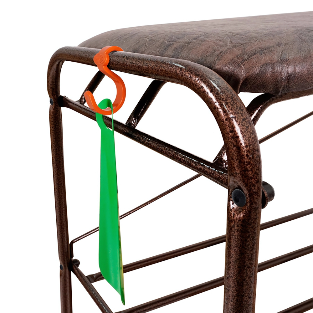 Подставка для обуви "Альфа 23" с сиденьем, коричневая