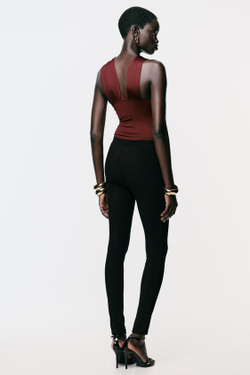 ZARA ЛЕГИНСЫ В РУБЧИК С ПУГОВИЦАМИ, ЧЕРНЫЙ