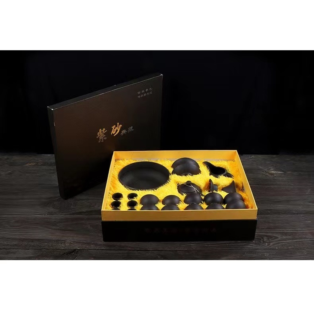 278225 Сервиз для цер. ИСИН "Чёрная глина" чк+сл+гайв+сито+6 пар+4 пиалы+чаша,В ПОДАР. КОР, керамика