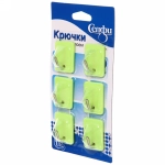 Крючки в наборе 6шт на липком слое «ИДЕЯДОМА», форма прямоугольник, цвет зелёная мята, нагрузка 1,5кг