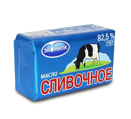 Масло сливочное 82,5% (коровка), Экомилк 380 г