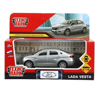 Модель ин. мет. "LADA Vesta" 11,5см. двери, серый, коробка VESTA-12-GR (Технопарк)