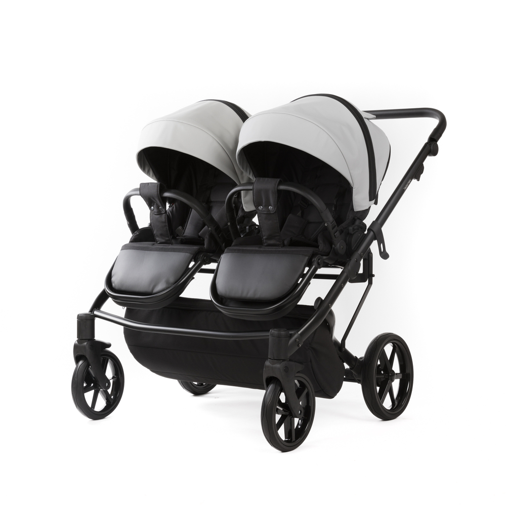 Детская универсальная коляска Adamex LEO DUO Deluxe (2в1) DUO-SA3 - Светло-серая экокожа