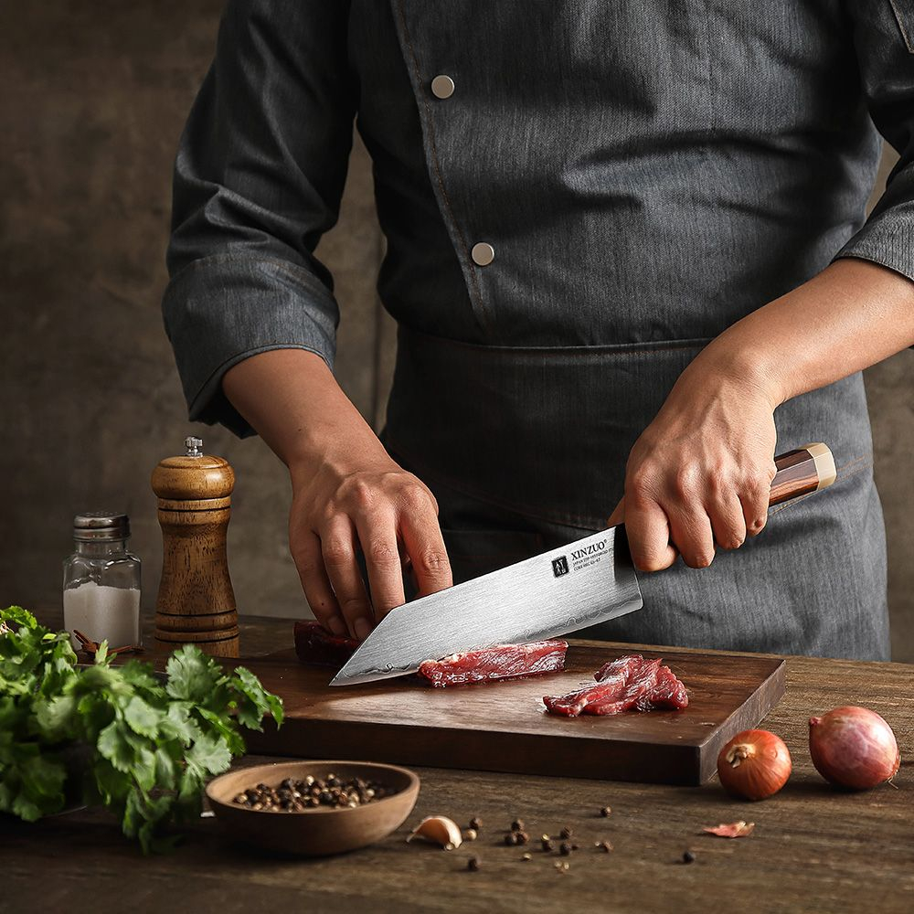 Кухонный нож Xinzuo X05Z Bunka нож 8,3 дюймов клинок ZDP189 рукоять железное дерево и кость, длина лезвия 21 см