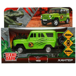 Модель ин. мет. "УАЗ Hunter. Динозавры" 11,5см, двер, багаж, салатовый, коробка HUNTER-12DIN(Технопарк)