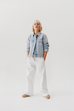 ZARA ДЖИНСЫ С ШИРОКИМИ ШТАНИНАМИ И ШНУРКАМИ, БЕЛЫЙ