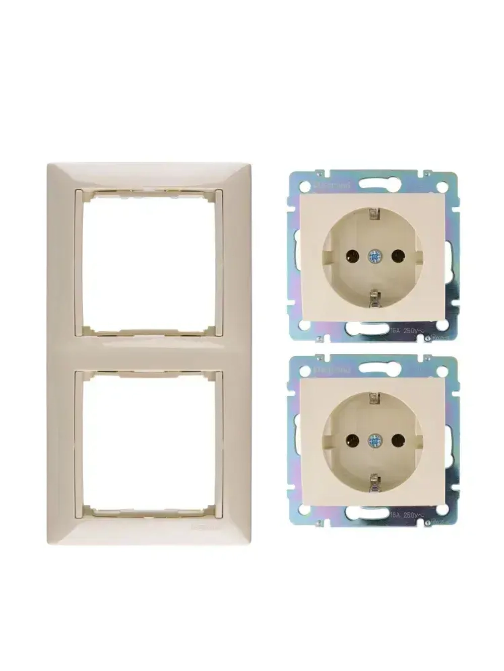 Розетка Legrand Vаlena цвет слоновая кость с заземлением (2шт) + рамка 2 пост 1шт