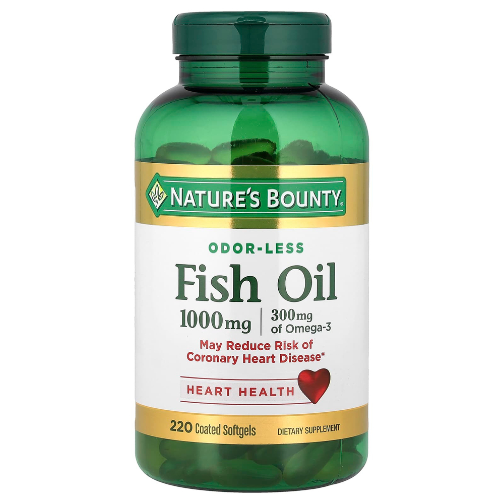 Nature's Bounty, рыбий жир, 1000 мг, 220 капсул в оболочке