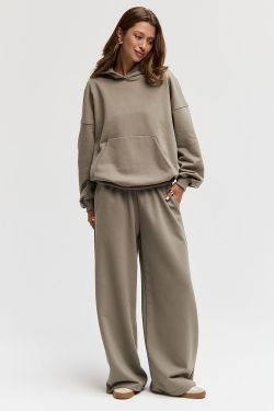 Худи свободного кроя цвета хаки