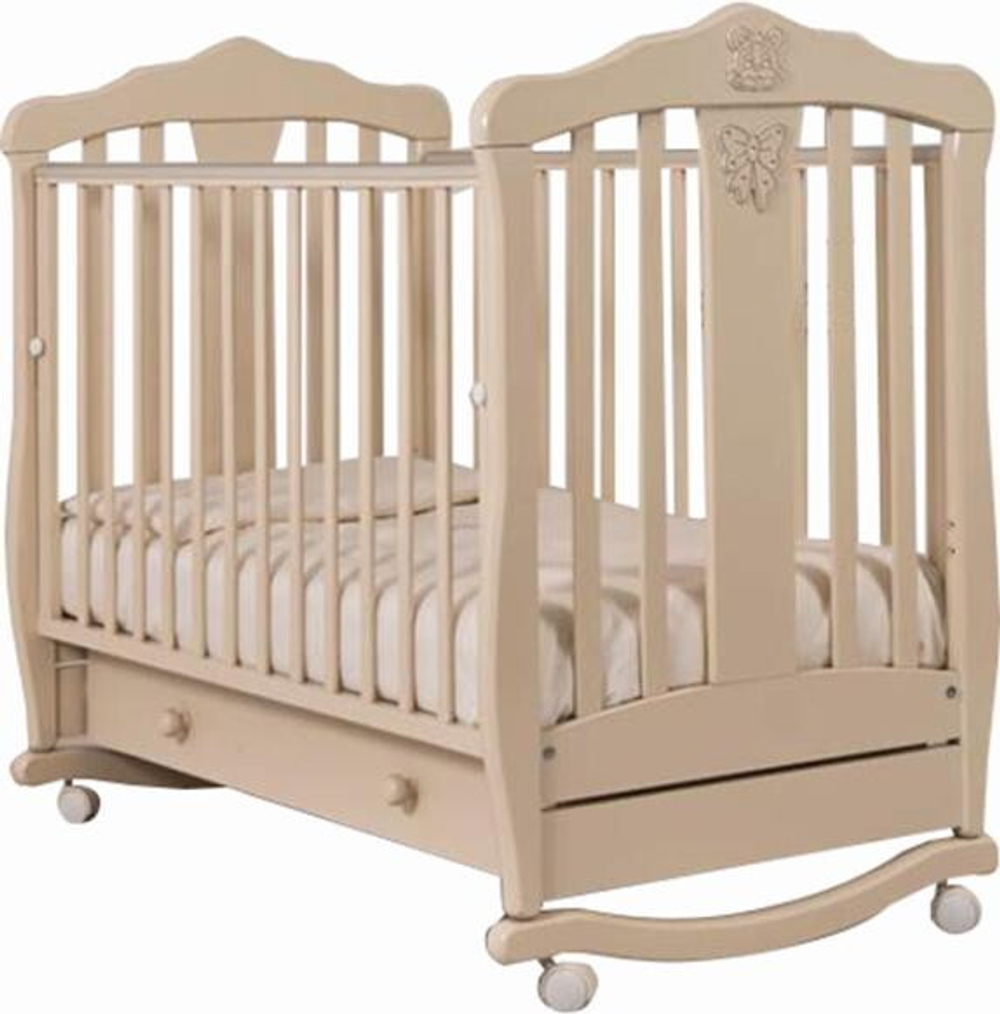 Детская кроватка Гандылян Доминик колесо-качалка 120x60 см слоновая кость