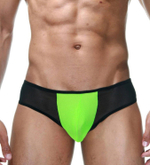 Черные трусы-бразилиана с лаймовой вставкой (Размер: L) (Цвет: черный)