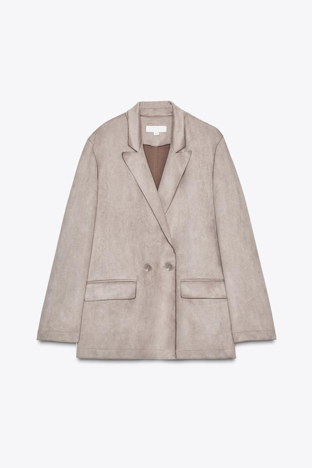 ZARA БЛЕЙЗЕР ИЗ ИСКУССТВЕННОЙ ЗАМШИ, СЕРО-КОРИЧНЕВЫЙ