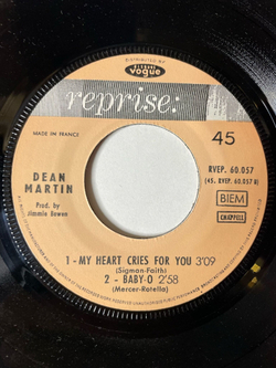 Винтажная виниловая пластинка LP Dean Martin The Door Is Still Open To My Heart (France 1965) 7 дюймов
